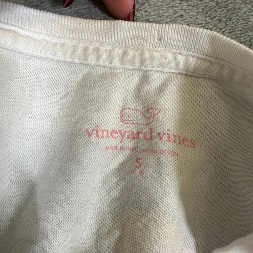 Vineyard Vines Girls White Ballet Slipper Long Sleeve Pocket Tee Shirt S